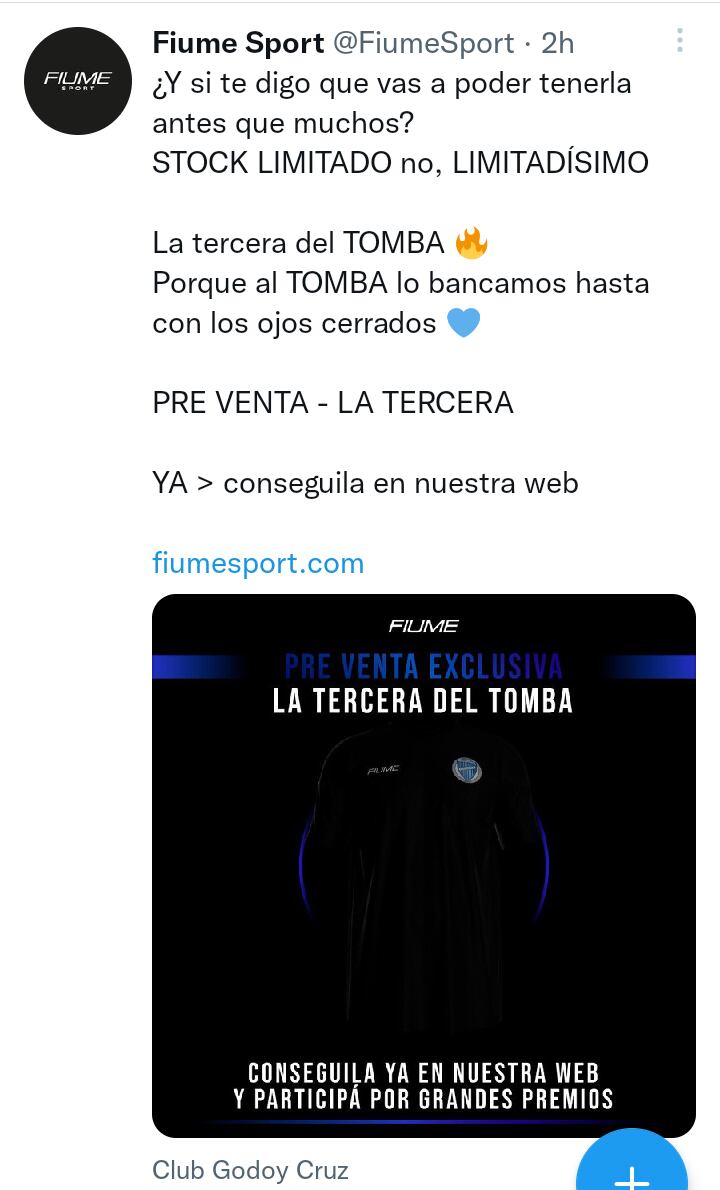 Salió la preventa de la nueva camiseta de Godoy Cruz a ciegas.