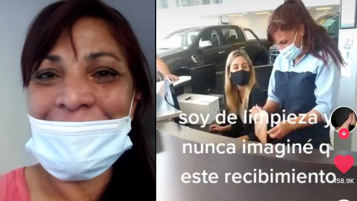 Emotivo viral cordobés: una empleada de limpieza lloró con el increíble regalo de sus compañeros