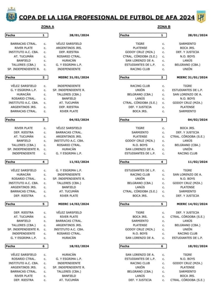 Así quedó el fixture para la Copa de la Liga (Foto: Captura Vermouth Deportivo).