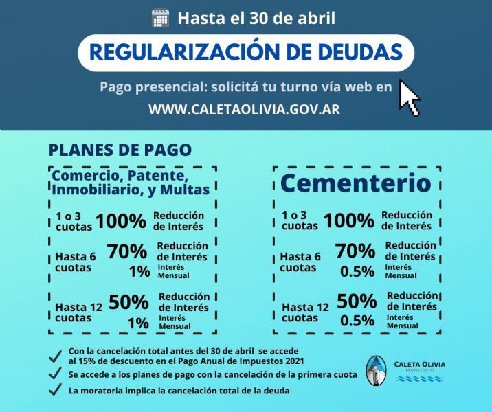 Lanzan un plan de pagos para los contribuyentes que presentan deuda de impuestos, tasas y contribuciones