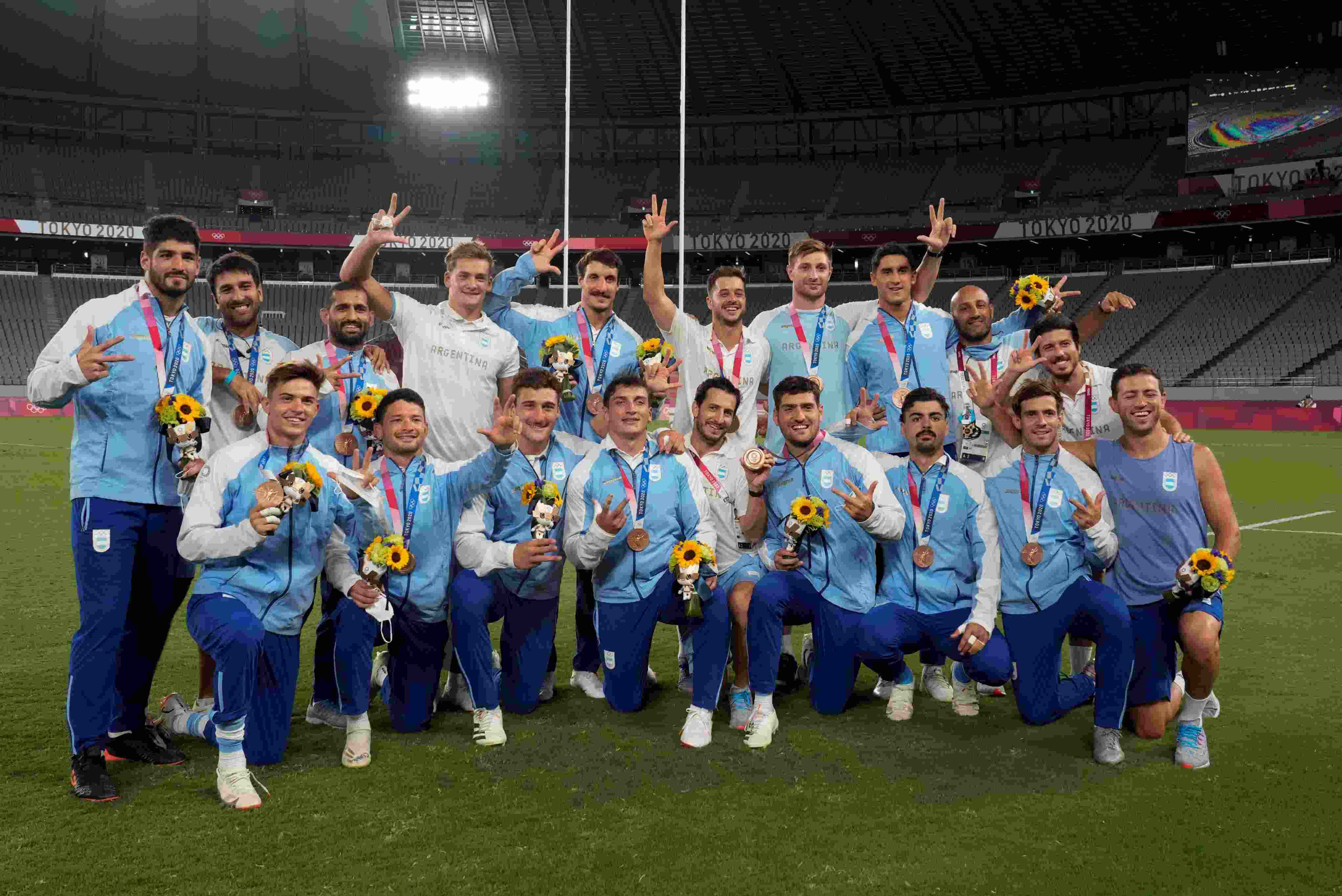 Con fuerte presencia cordobesa, el seleccionado argentino de rugby seven se quedó con la medalla de bronce en los Juegos Olímpicos. (AP)