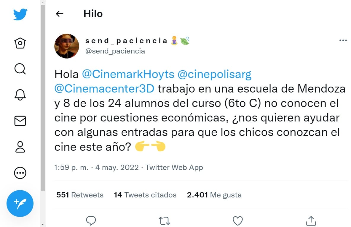 Los chicos de una escuela de Mendoza conocerán el cine.