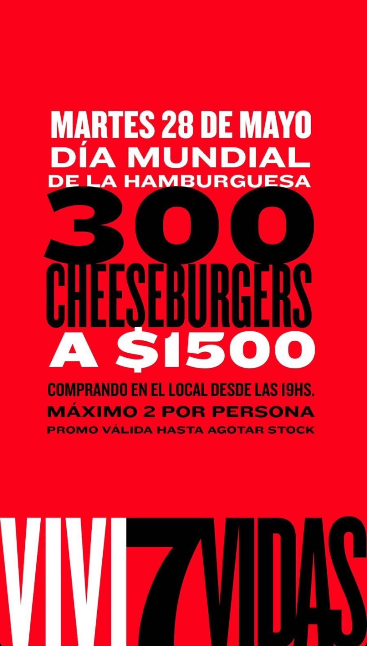 El bar 7 Vidas ofrece 300 hamburguesas a $1500.