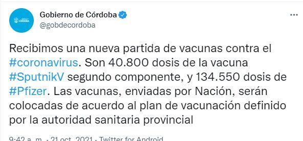 Más vacunas para completar esquemas de inmunización en Córdoba.