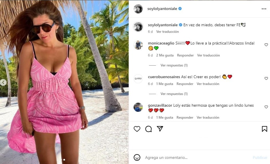 Las llamativas frases de la modelo en su cuenta de Instagram.