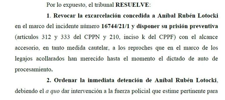 La Justicia ordenó la detención de Aníbal Lotocki.