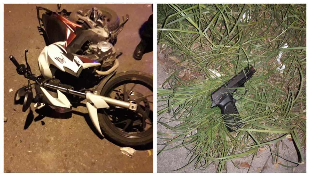 Delincuente armado asaltó, se le quedó la moto y los vecinos casi lo linchan