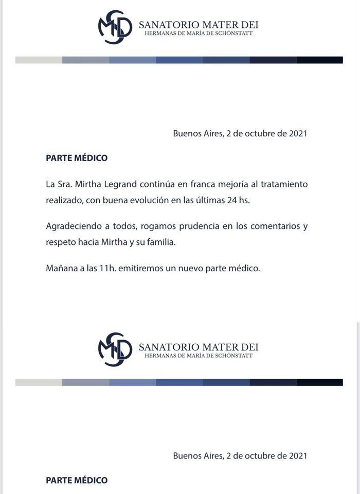 Mirtha Legrand continúa en “franca mejoría” según el último parte