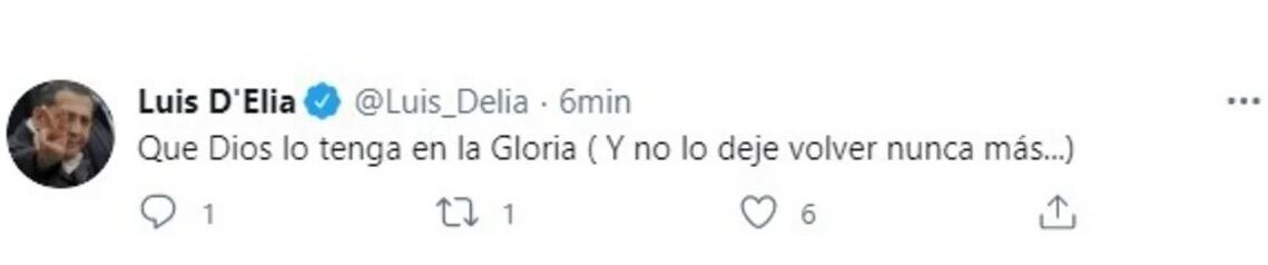 El tuit que D'Elia escribió y luego borró.