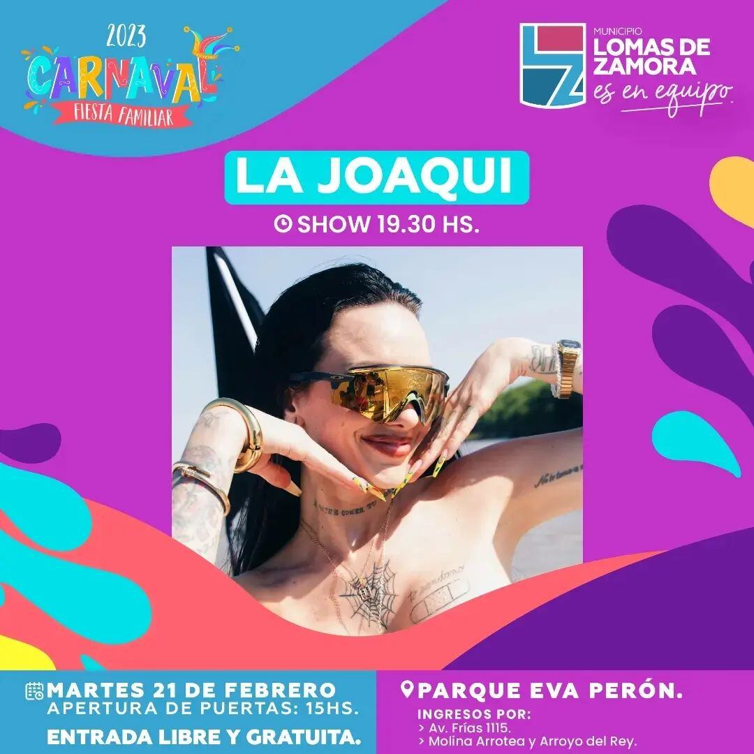 La Joaqui, Lit Killah, FMK y más shows gratuitos durante el fin de semana largo de Carnaval 2023