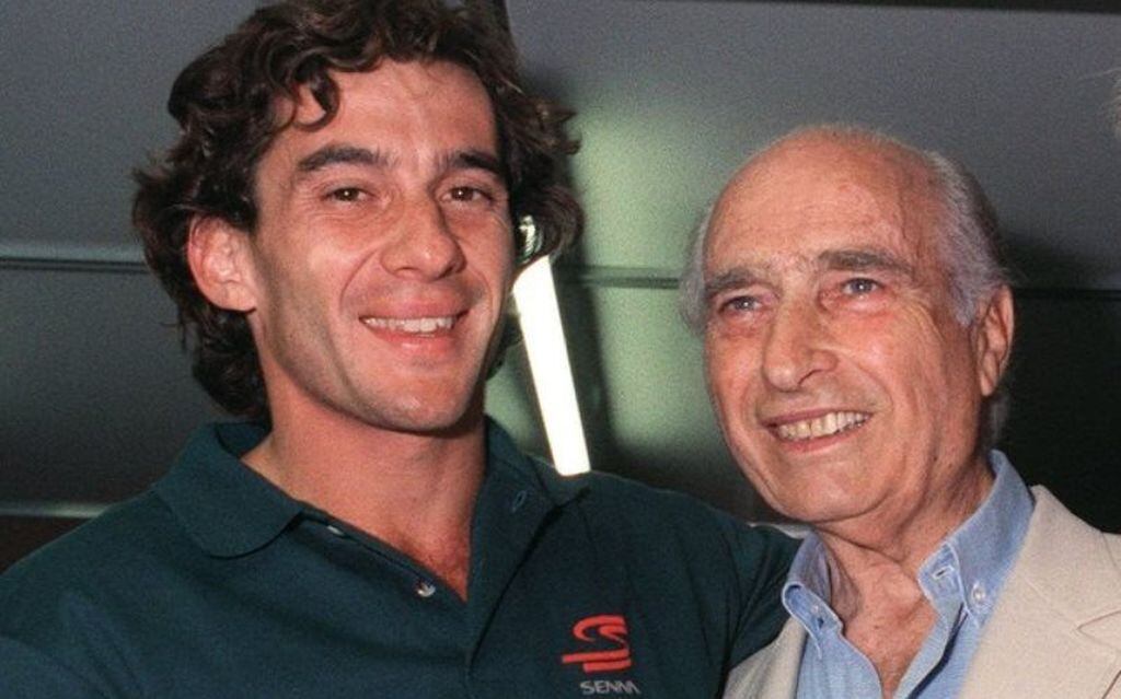 Ayrton Senna y Juan Manuel Fangio