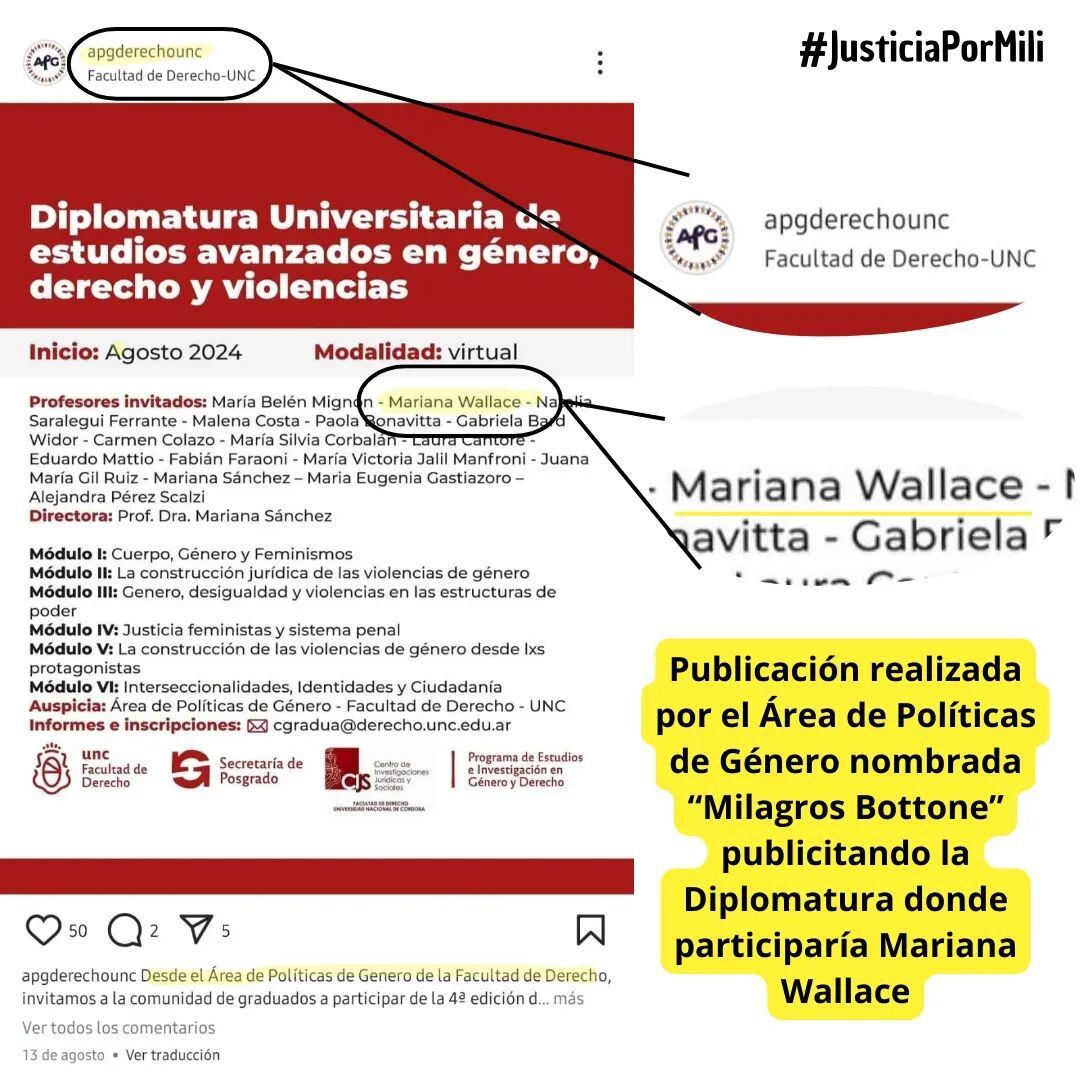 La jueza Mariana Wallace fue invitada a dictar un posgrado sobre violencia de género en la UNC.