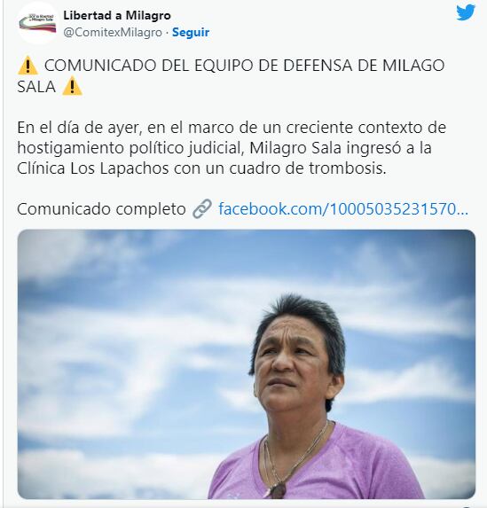 El pedido de los defensores de Milagro Sala.