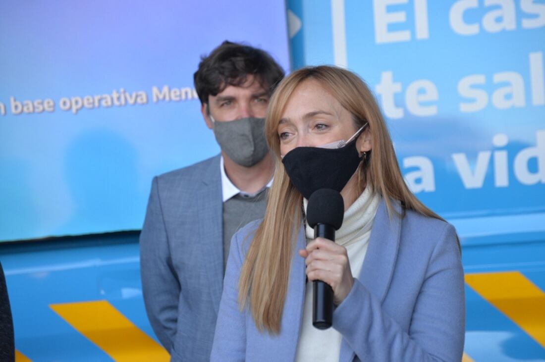 La senadora nacional Anabel Fernández Sagasti durante la inauguración de la nueva Base Operativa en Mendoza de la Agencia Nacional de Seguridad Vial. 