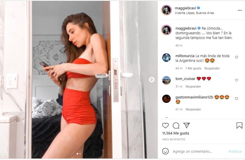 Magui Bravi deleitó a sus seguidores con un conjunto rojo.