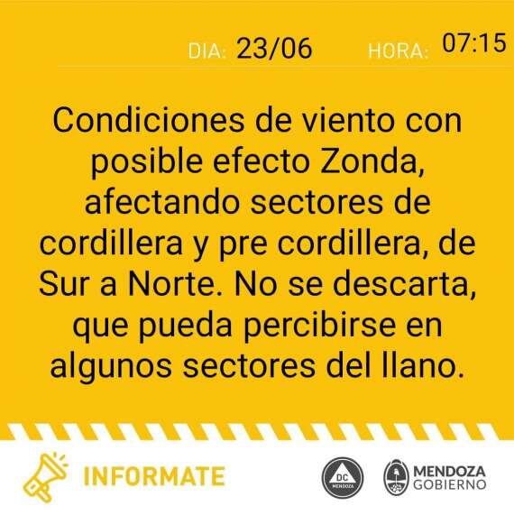 Viento zonda y lluvias en Mendoza: así estará el tiempo este fin de semana