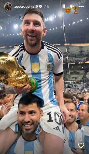 Benjamín, el hijo de Sergio Kun Agüero, y sus posteos tras el triunfo de la Selección Argentina.