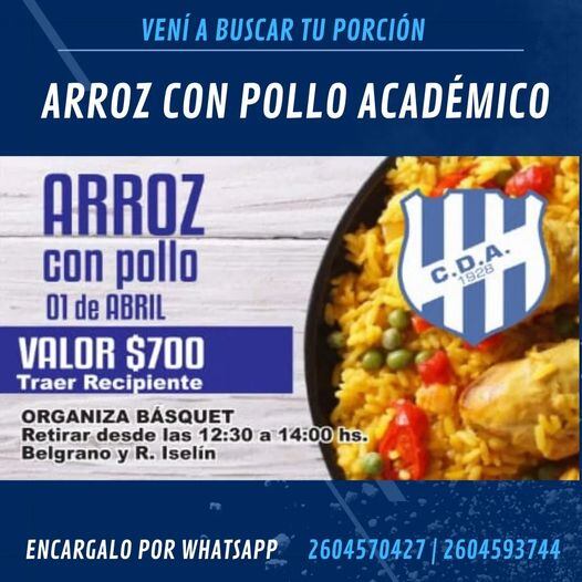 Arroz con pollo para vender y solventar gastos de competencia