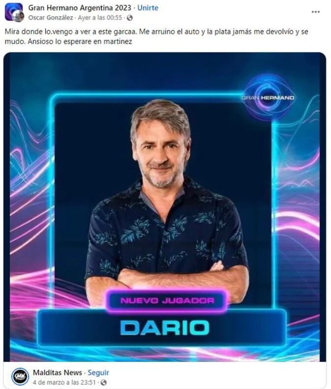 La denuncia de estafa contra Darío de Gran Hermano 2024