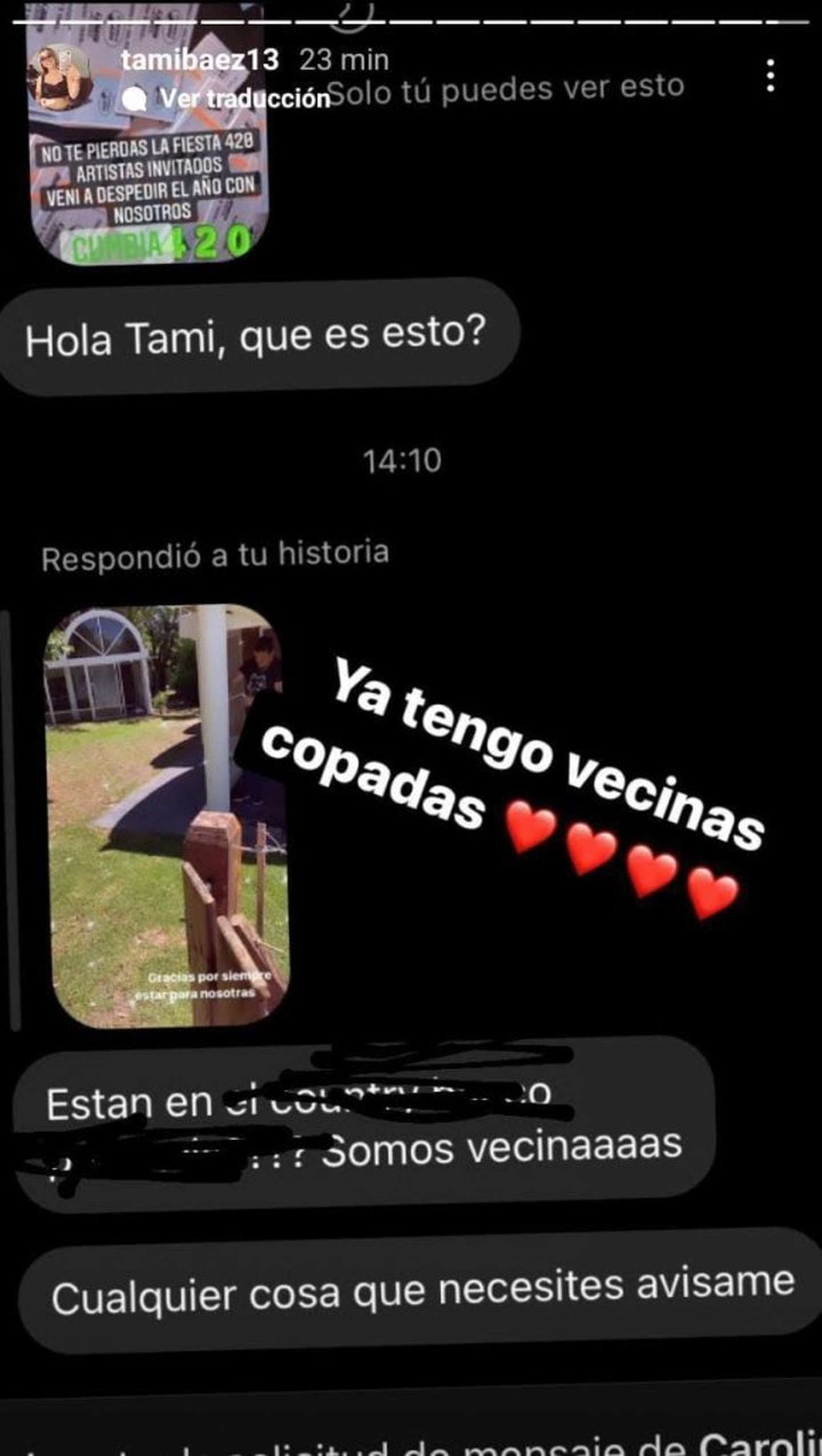 La respuesta de Tamara Báez, novia de L-Gante, a una seguidora. (Foto: Instagram)