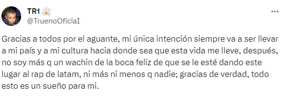 Trueno abrió su corazón con los fans.