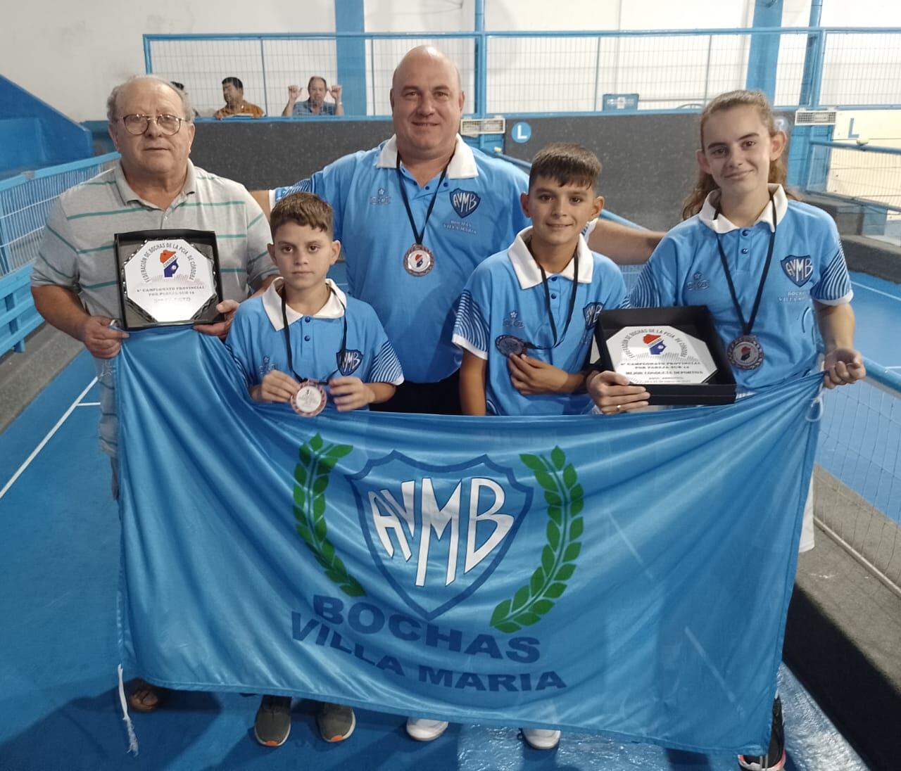 6º Campeonato Provincial de bochas Arroyito 3º puesto: ASOCIACION VILLA MARIA, Deportistas Guadalupe Bolobanich, Máximo Pereyra y Roberto Pereyra. D.T. Javier Bolobanich y Delegado Juan Carlos Cavigliasso.