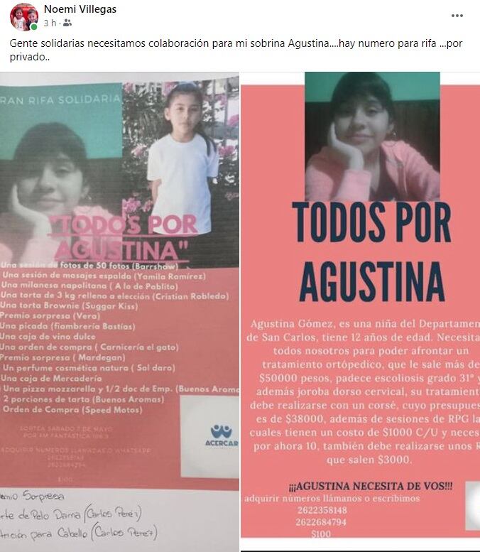 Piden ayuda para Agustina quien debe ser sometida a un tratamiento ortopédico.