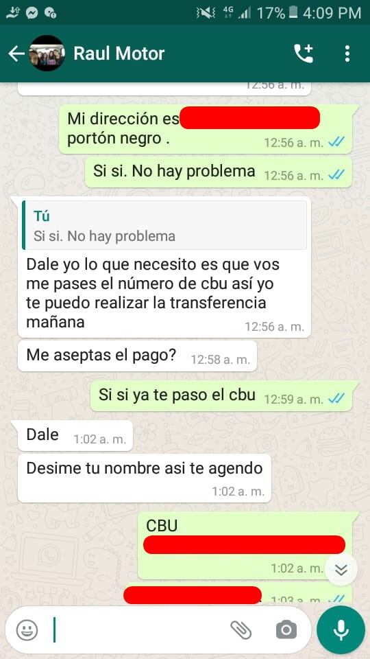 Estafa bancaria dialogo Whatsaap