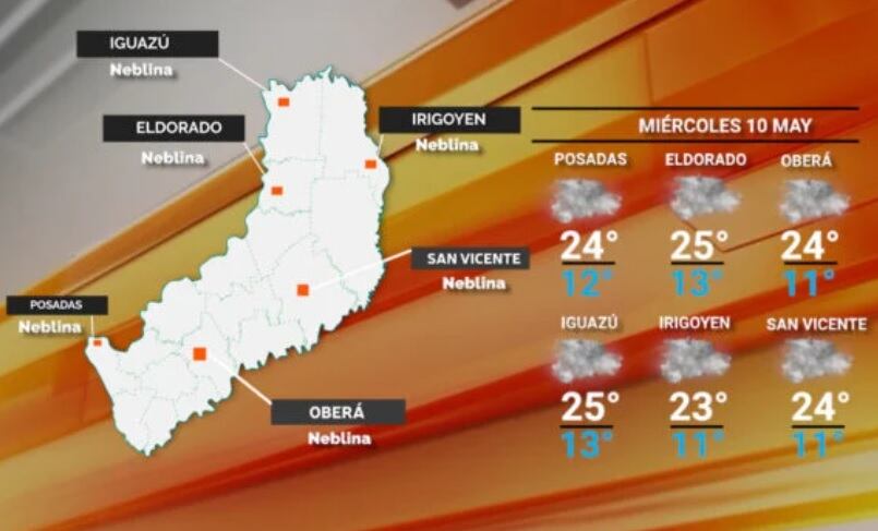 Miércoles con tiempo estable y bueno en Misiones.