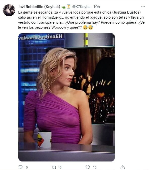 La reacción en las redes por el look de Justina Bustos