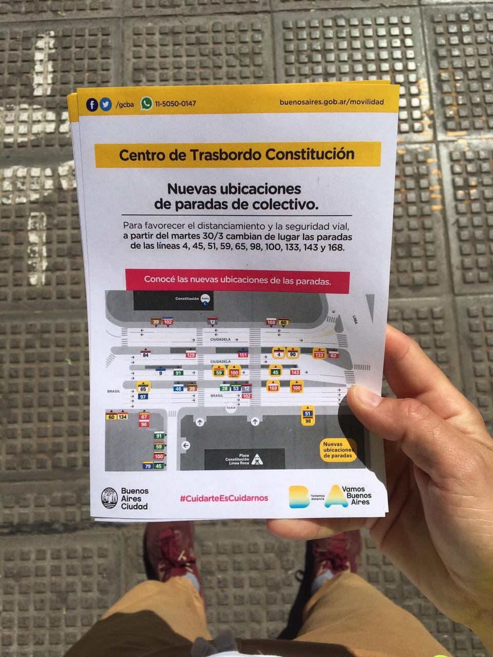 Colectivos en Constitución: cambian las paradas para favorecer el distanciamiento social