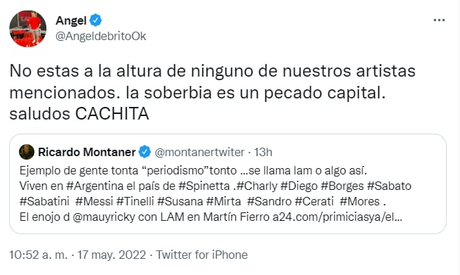 Ángel de Brito le respondió a Ricardo Montaner.