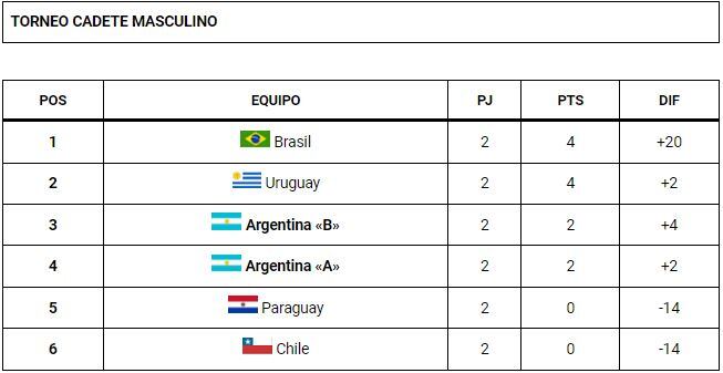 Handball posiciones cadetes masculino.