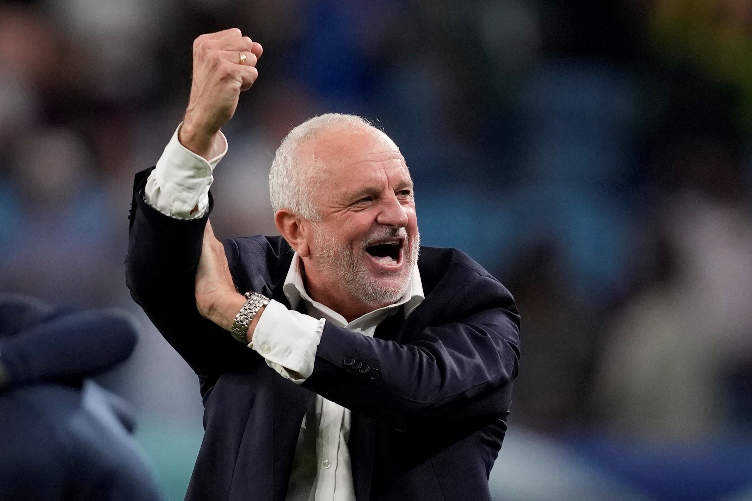 Graham Arnold, el DT de 59 años que dirige a Australia. Foto: AP.