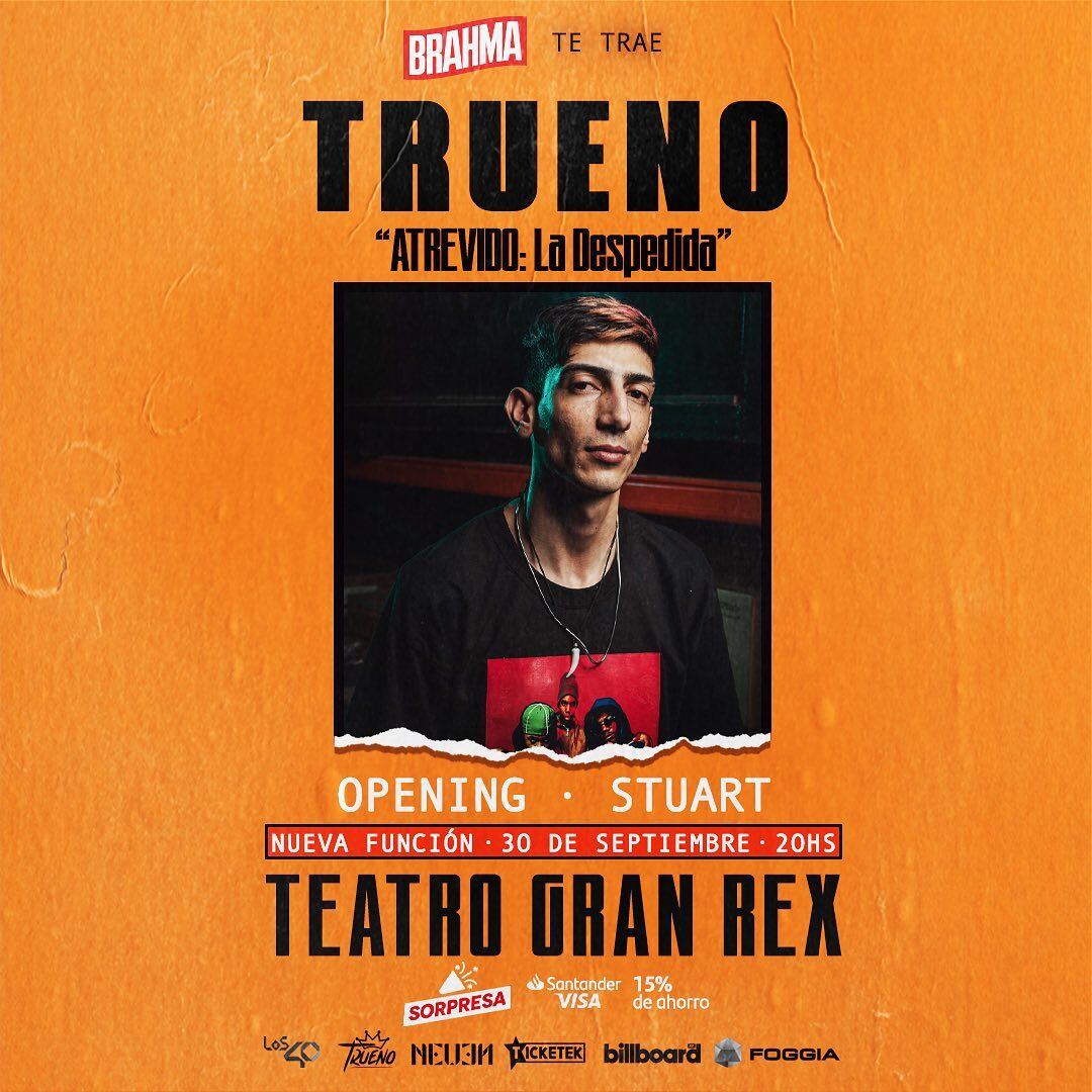 Stuart estará en el show de Trueno en el Gran Rex.