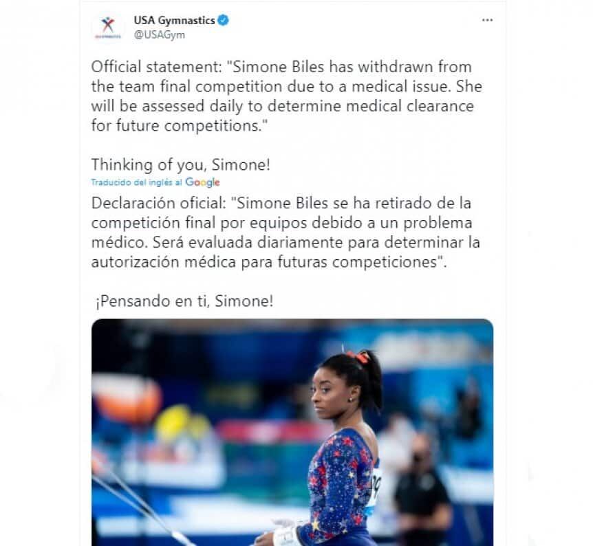 El comunicado del equipo de gimnasia de Estados Unidos.