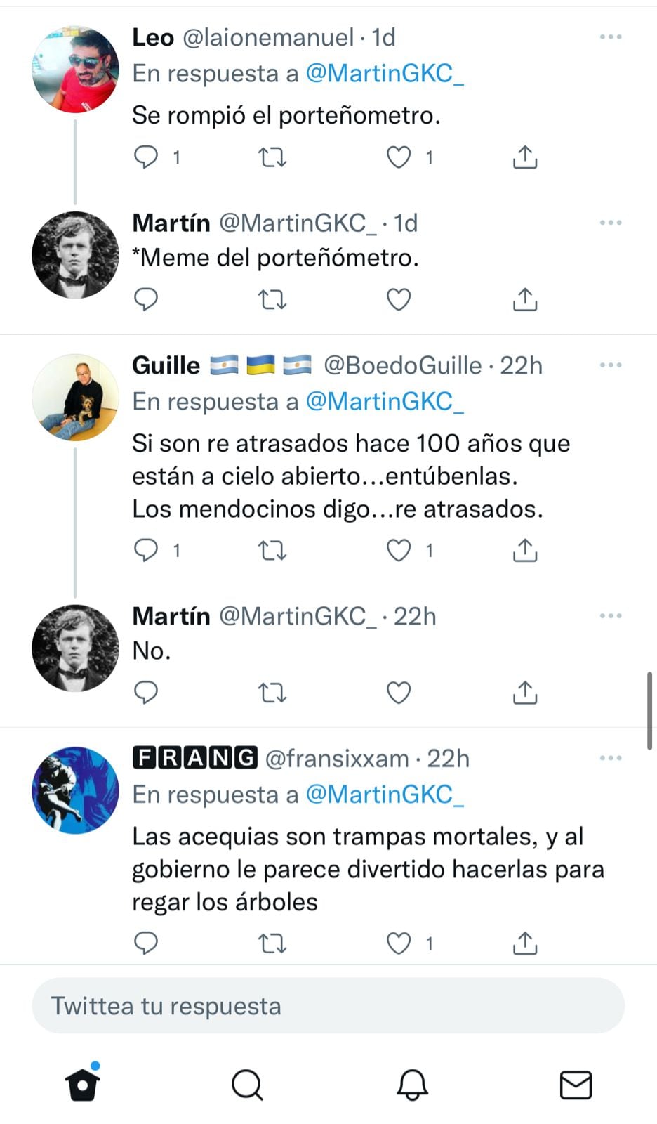 Las acequias mendocinas otra vez son tema en Twitter.