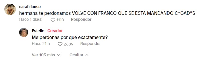 La respuesta de la exnovia de Franco Colapinto.