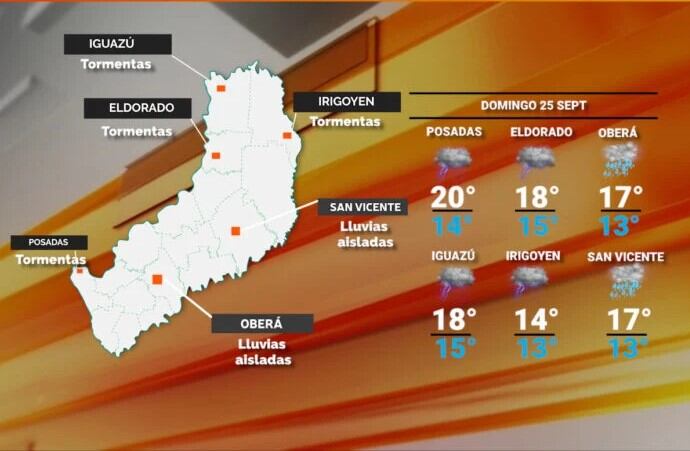 Tiempo fresco e inestable durante este domingo en Misiones