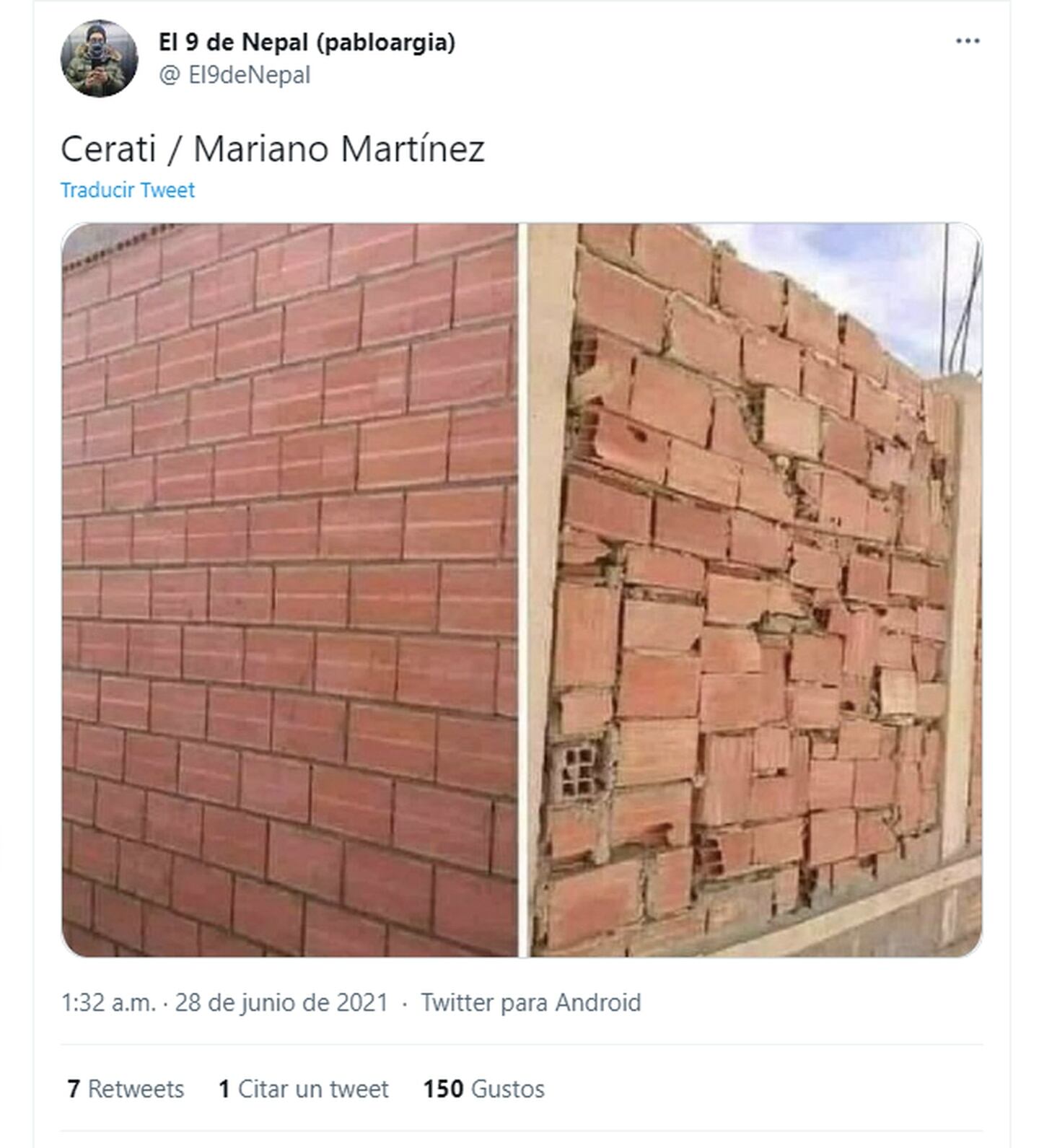 Uno de los memes del cover de Mariano Martínez.