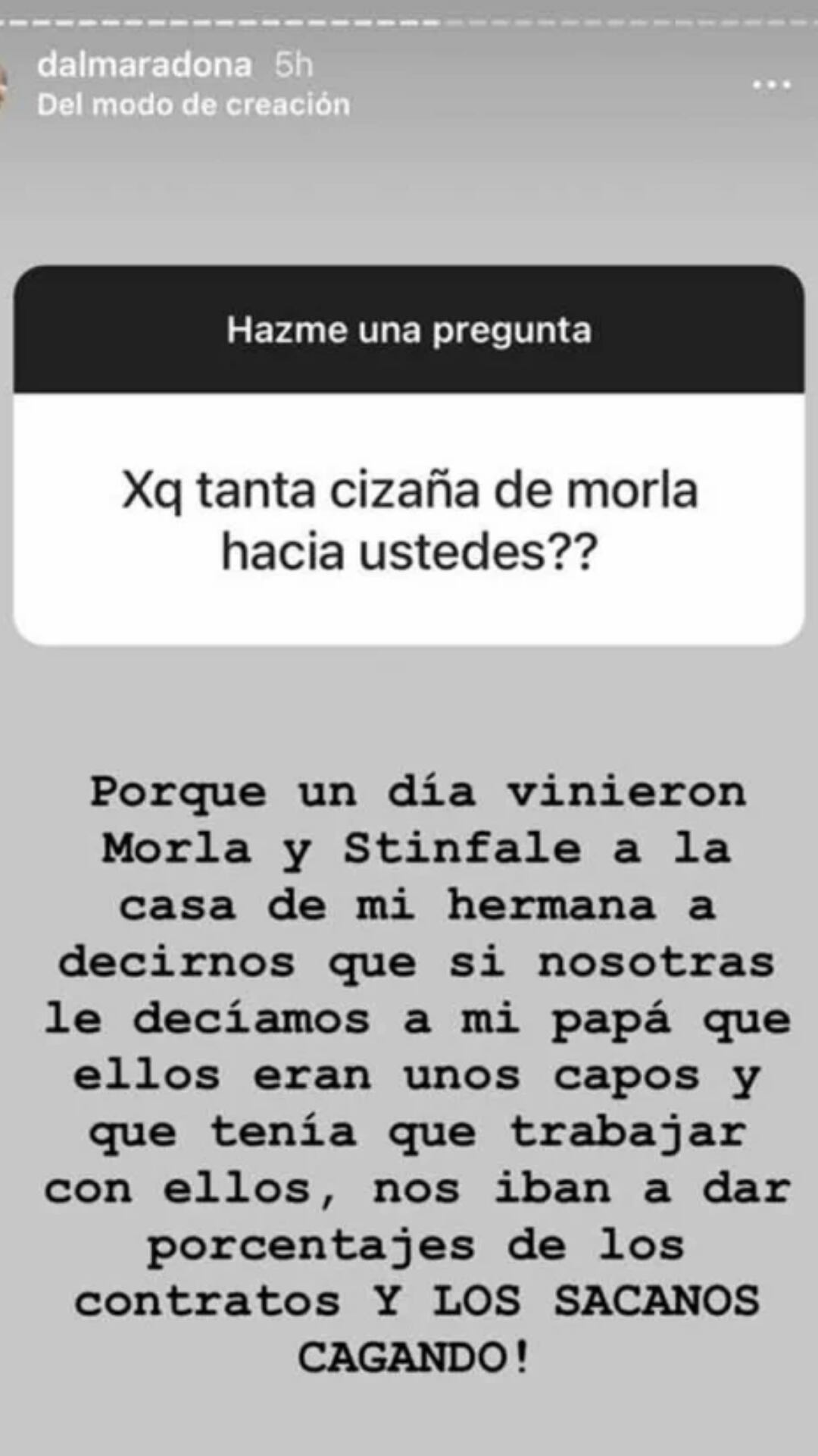 La hija del Diez habló sobre su relación con Morla.