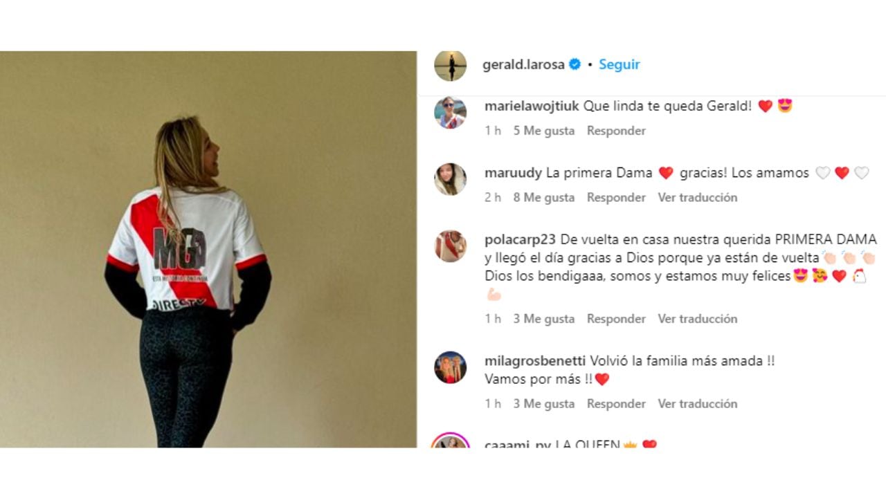 La esposa de Marcelo Gallardo con la camisa de River.