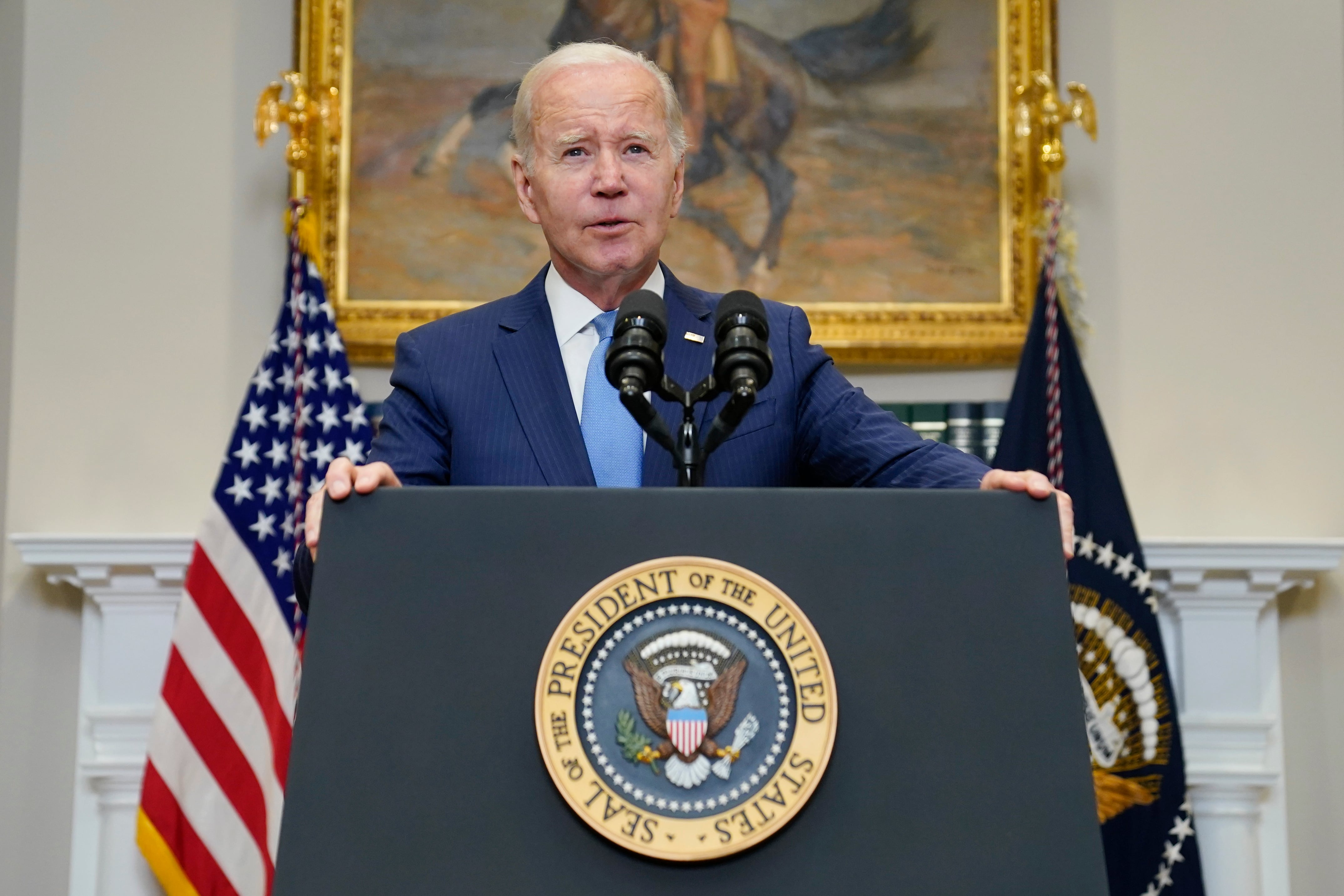 El presidente estadounidense Joe Biden en la Casa Blanca en Washington, el 17 de marzo de 2023. (Foto AP /Evan Vucci)