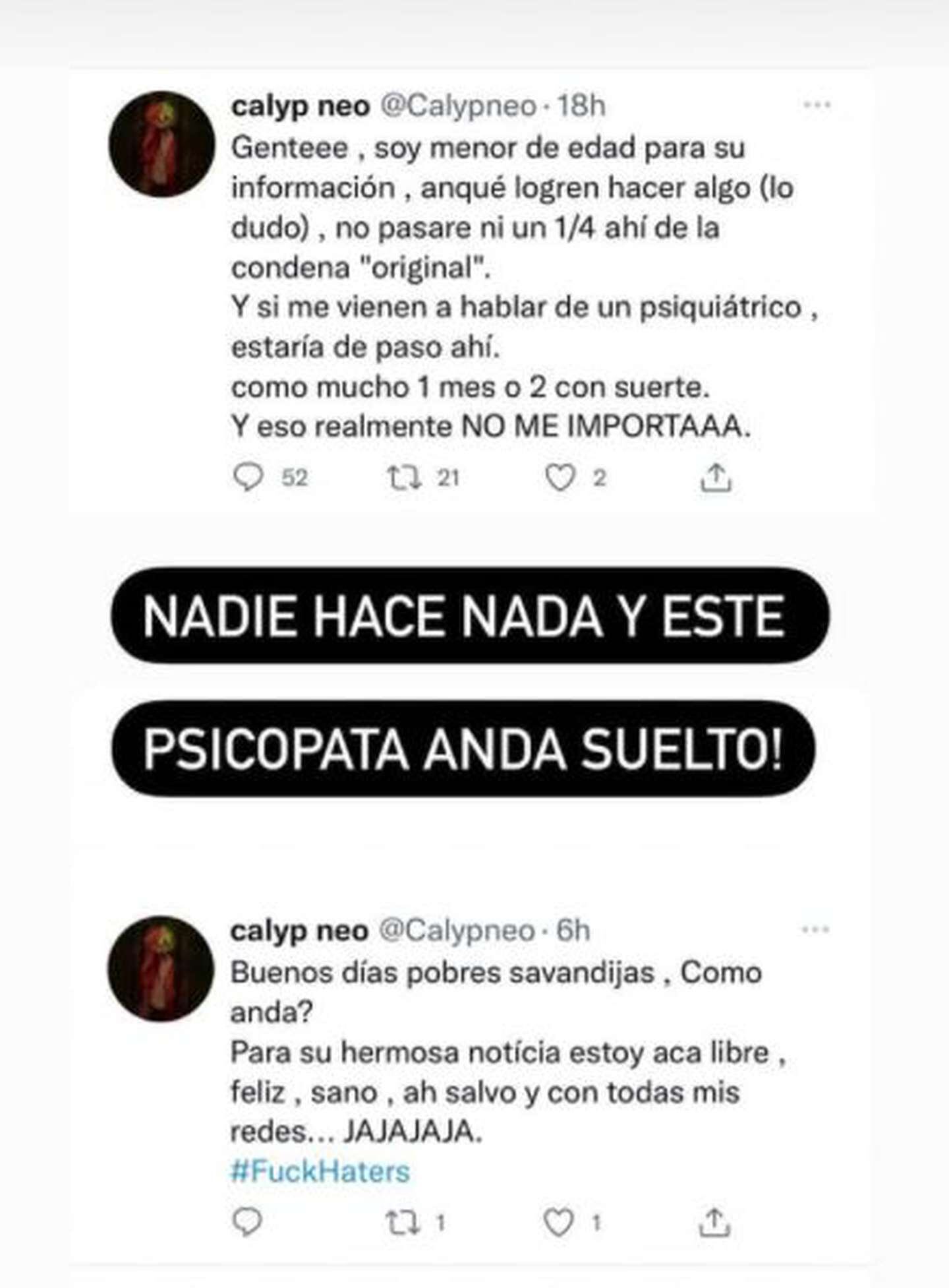 Los mensajes desafiantes que subió el adolescente en sus redes sociales. Facebook.