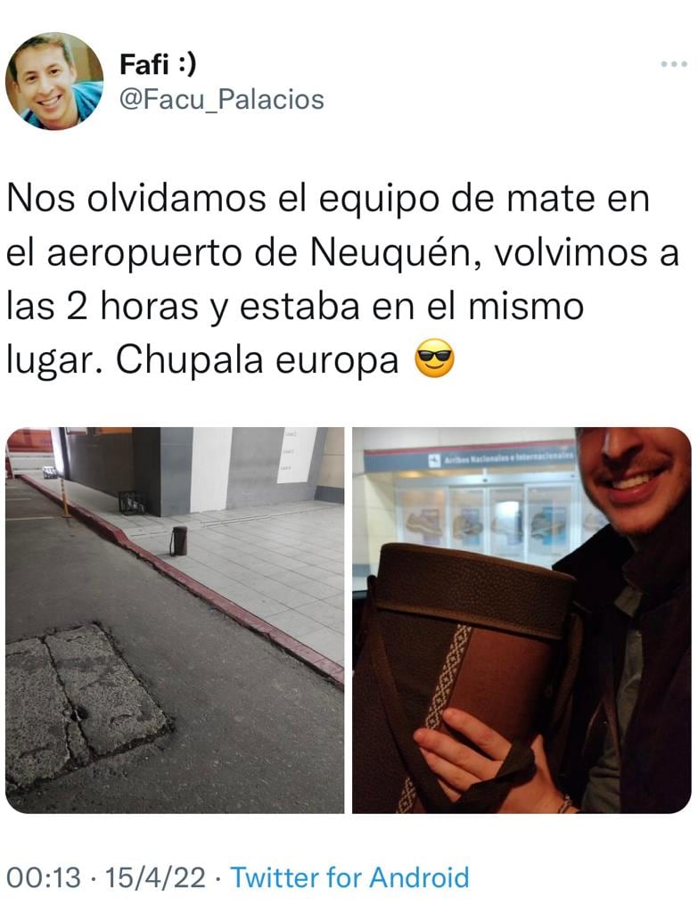 Facundo compartió la historia de su mate en sus redes sociales.