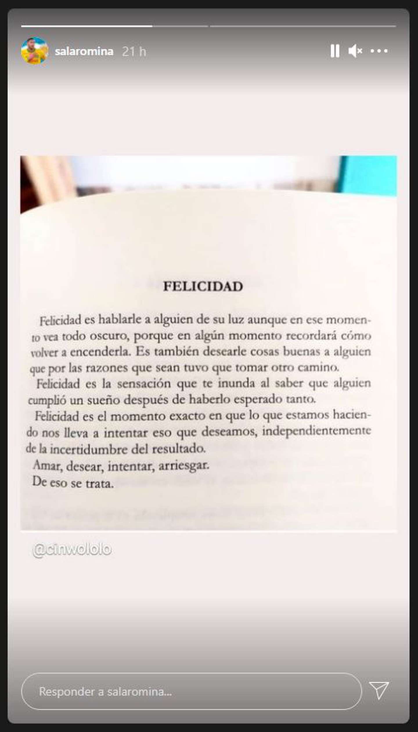 "Felicidad", otro enigmático posteo de Romina Sala