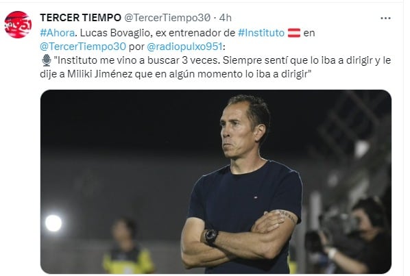 Lucas Bovaglio y su paso por Instituto, club con el que volvió a Primera.