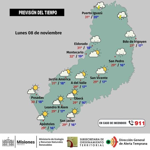 Inicio de semana con clima estable y probabilidad de lluvias en zona norte.