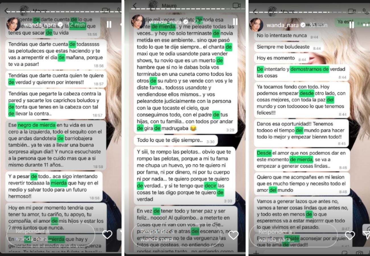 Wanda Nara filtró nuevos chats con Mauro Icardi