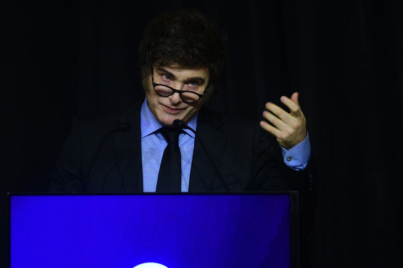 El presidente Javier Milei en la inauguración de la nueva sede de la Bolsa de Comercio de Córdoba. (José Gabriel Hernández / La Voz)